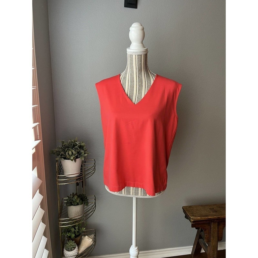 Chico's 3 XL Sleeveless Nylon/spandex Tank Top Shell Cami Orange V Neck
